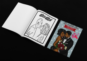 Love coloring book open with cover