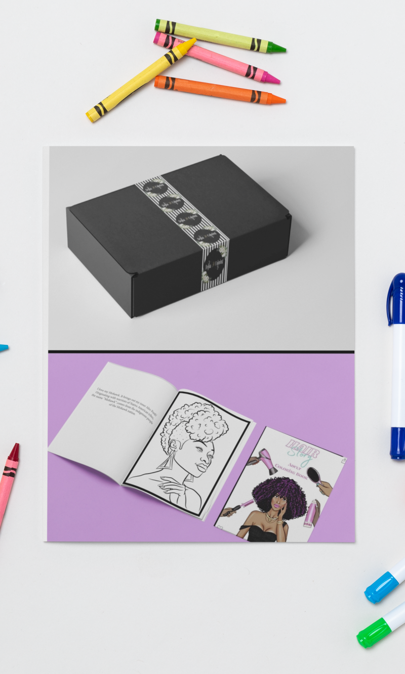 Hair Story Adult Coloring Book Color and Sip Kit