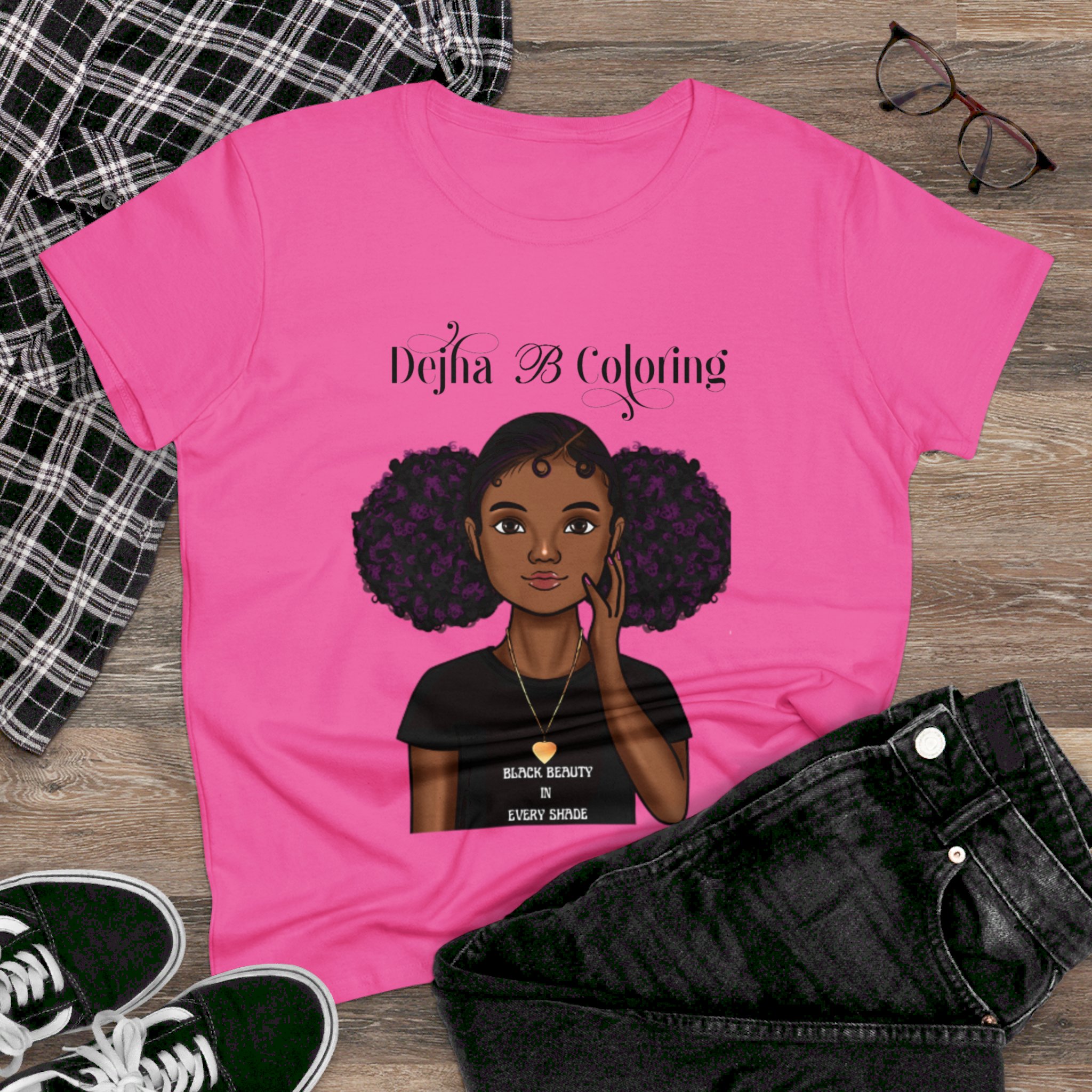 Dejha B Coloring Afro Puff Girl Tshirt - Image 3