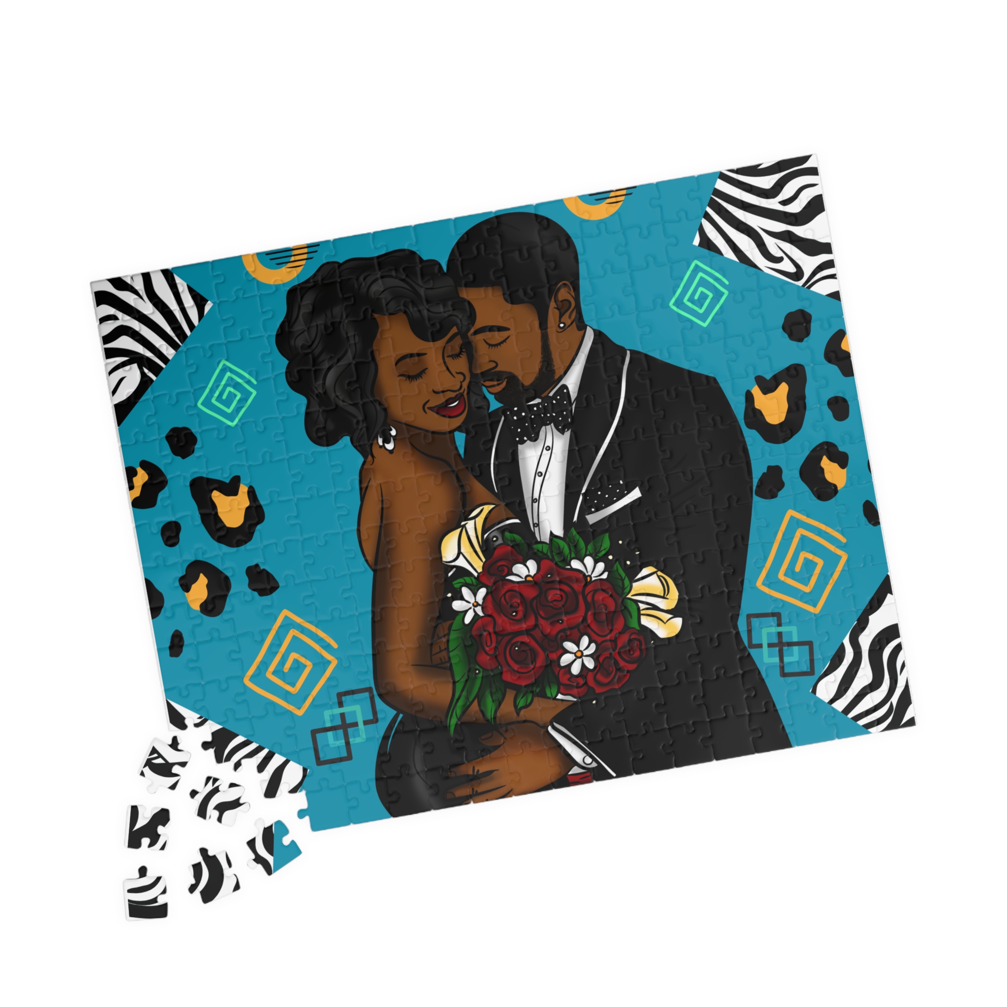 Romantic Black Couple Wedding Puzzle — 252/520-Piece Keepsake - Image 2